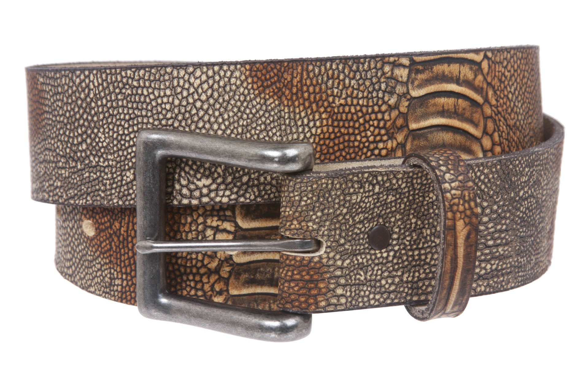 Snap On Alligator Texture Genuine Leather Belt