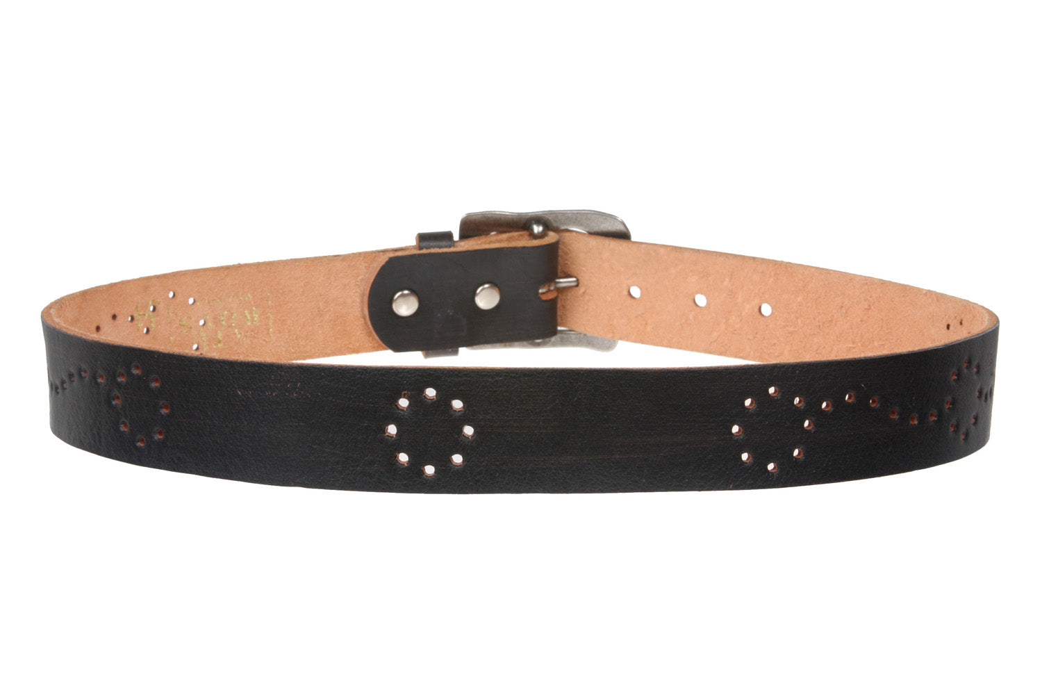 Snap On 1 1/2" Soft Hand Genuine Leather Perforated Detail Belt