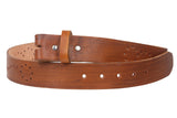 Snap On 1 1/2" Soft Hand Genuine Leather Perforated Detail Belt Strap