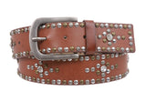 Womens Multi-rivet Studded Rhinestone Leather Belt