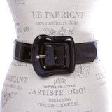Ladies Western Buckle High Waist Wide Patent Fashion Plain Leather Belt
