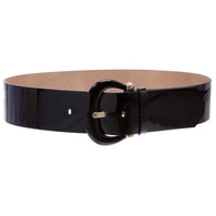 Women's Wide High Waist Horseshoe Buckle Wide Patent Leather Belt