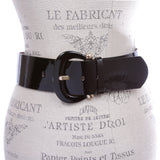 Women's Wide High Waist Horseshoe Buckle Wide Patent Leather Belt