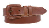1" Vintage Retro Stitching-Edged Distressed Leather Belt