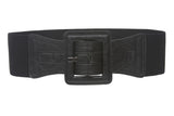 3" Wide High Waist Fashion Stretch Belt with Square Buckle Size: One