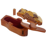 Handcrafted Wooden Animal Shape Secret Jewelry Puzzle Box - Eagle