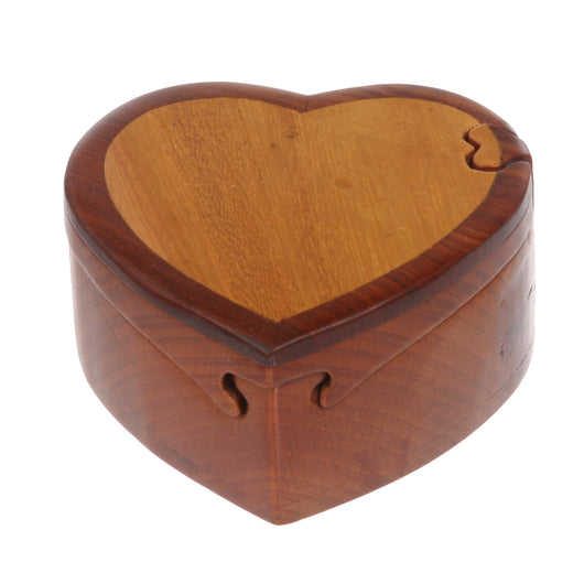 Handcrafted Wooden Heart Shape Secret Jewelry Puzzle Box
