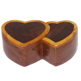 Handcrafted Wooden Double-Heart Shape Secret Jewelry Puzzle Box