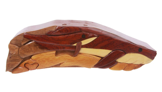 Handcrafted Wooden Whale Shape Secret Jewelry Puzzle Box -Whale
