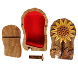 Handcrafted Wooden Sunflower Shape Secret Jewelry Puzzle Box