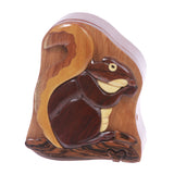 Handmade Wooden Intarsia TRICK SECRET Squirrel Puzzle Box