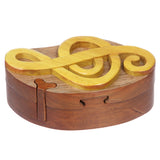 Handcrafted Wooden Music Sign Shape Secret Jewelry Puzzle Box