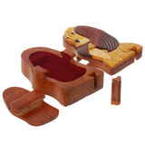 Handcrafted Wooden Animal Shape Secret Jewelry Puzzle Box - Doggy