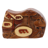 Handcrafted Wooden Musical Instrument Shape Secret Jewelry Puzzle Box - Drum Band