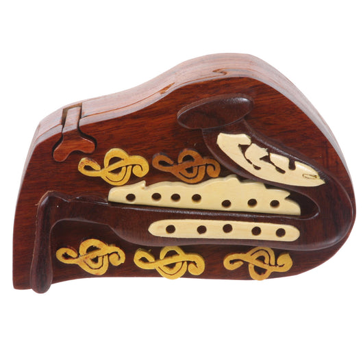 Handcrafted Wooden Musical Instrument Secret Jewelry Puzzle Box - Saxophone