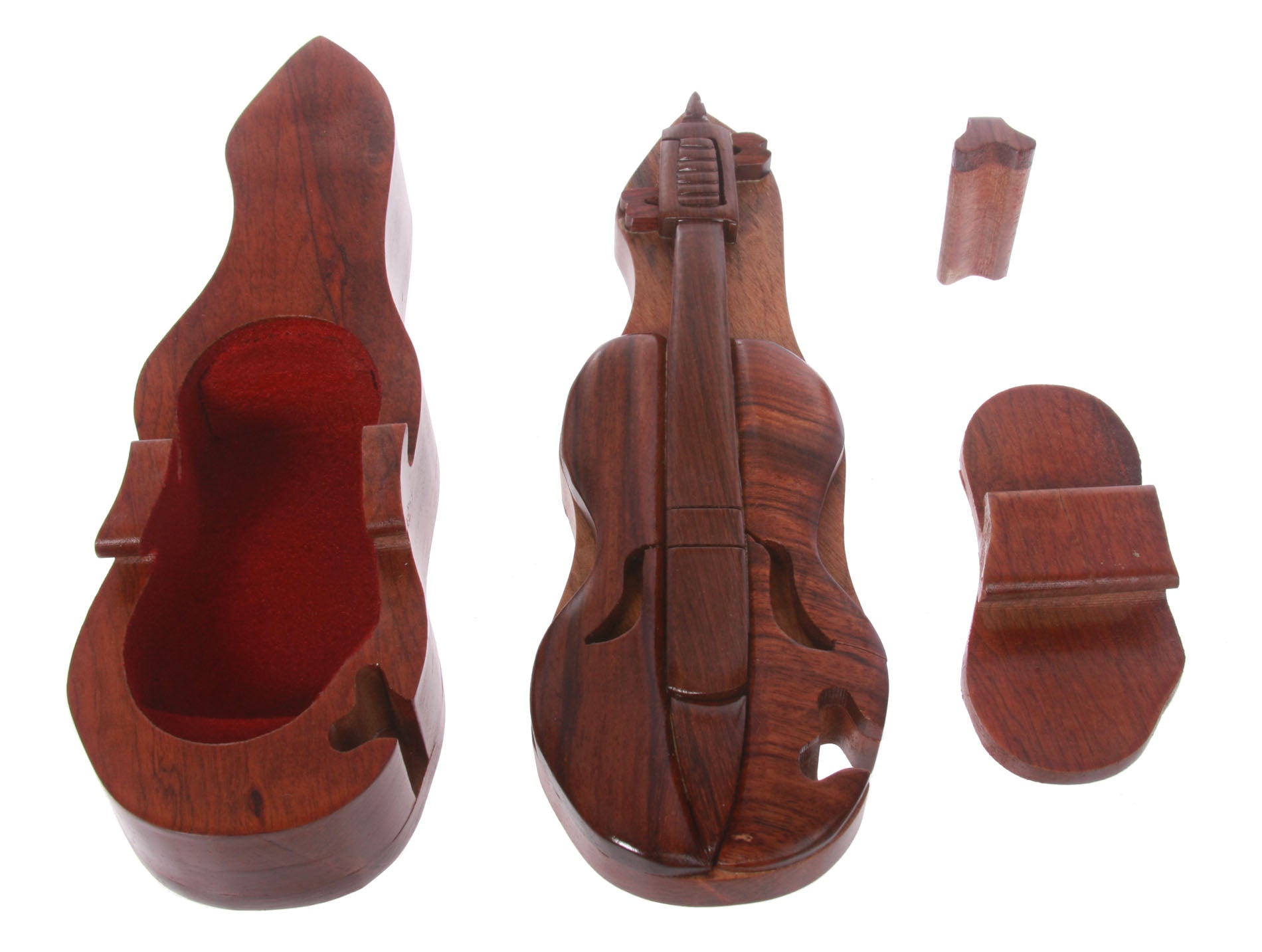 Handcrafted Wooden Cello Shape Secret Jewelry Puzzle Box -Cello