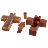 Handcrafted Wooden Cross Shape Secret Jewelry Puzzle Box