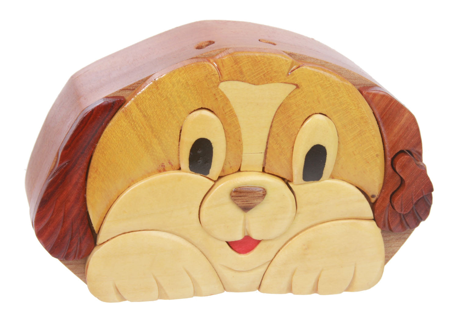 Handcrafted Wooden Dog Shape Secret Jewelry Puzzle Box - Puppy - OnlineBelts
