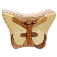 Handcrafted Wooden Butterfly Shape Secret Jewelry Puzzle Box - Butterfly