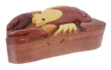 Handcrafted Wooden Lobster Shape Secret Jewelry Puzzle Box -Lobster