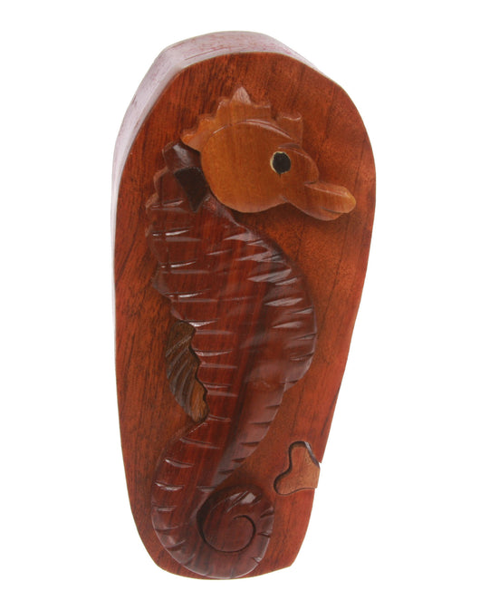 Handcrafted Wooden Sea horse Shape Secret Jewelry Puzzle Box -Sea horse