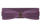 4" Wide High Waist Fashion Leather Braided Stretch Belt Size: One-