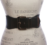 Women's 3" Wide High Waist Metallic Faux Leather Stretch Belt