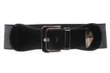 Women's 3" Wide High Waist Metallic Faux Leather Stretch Belt